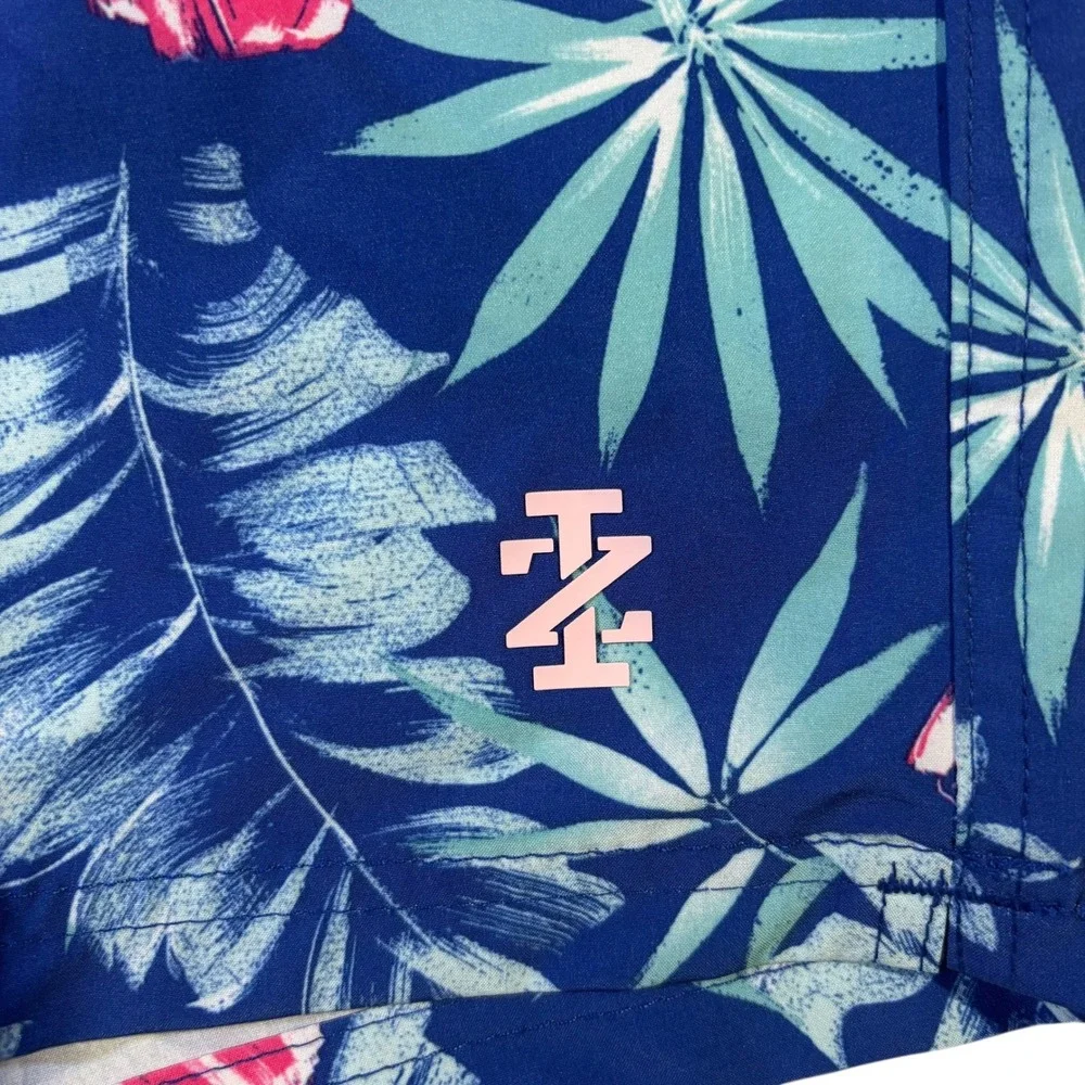 IZOD Saltwater Swim Trunks Men's 2XB Blue Floral Tropical‎ Board Shorts NEW